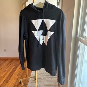American Eagle Outfitters Black Hoodie with White Geometric Design